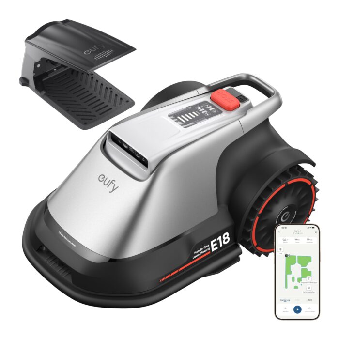 eufy E15 Mähroboter ohne Begrenzungskabel, Garten bis 800m², Keine Signalausfälle, Kein RTK, TrueVision Technologie, Smart-Navigation, Präzisionsrandschnitt, Hindernisvermeidung, App-Steuerung