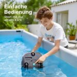 Poolroboter Akku, 6600 LPH Effiziente Reinigung mit 90 Min Laufzeit, 3,4 KG Leicht Bodensauger, Einfach zu Bedienen & Warten, Poolsauger für Pools mit Flachem Boden bis zu 80㎡, Grün