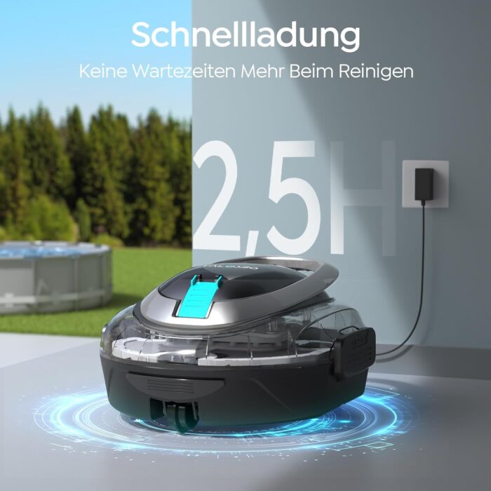 (2026 Upgrade) TALOSBO S2 Poolroboter,Doppelfiltration,Kabelloser Poolsauger Akku, 90 Min Automatische Reinigung mit Selbsteinparkfunktion,Dual Motoren Poolreiniger für Flache Böden Pools bis 80 m²