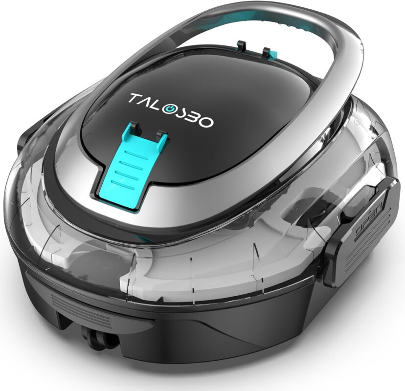 (2026 Upgrade) TALOSBO S2 Poolroboter,Doppelfiltration,Kabelloser Poolsauger Akku, 90 Min Automatische Reinigung mit Selbsteinparkfunktion,Dual Motoren Poolreiniger für Flache Böden Pools bis 80 m²