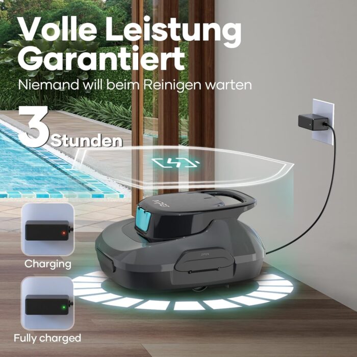 AIPER Scuba SE Poolroboter, Kabelloser Poolsauger Akku, 90 Minuten Reinigungszeit, Automatische Reinigung mit Selbsteinparkfunktion, Leichter Poolreiniger Ideal für Pools mit Flachem Boden