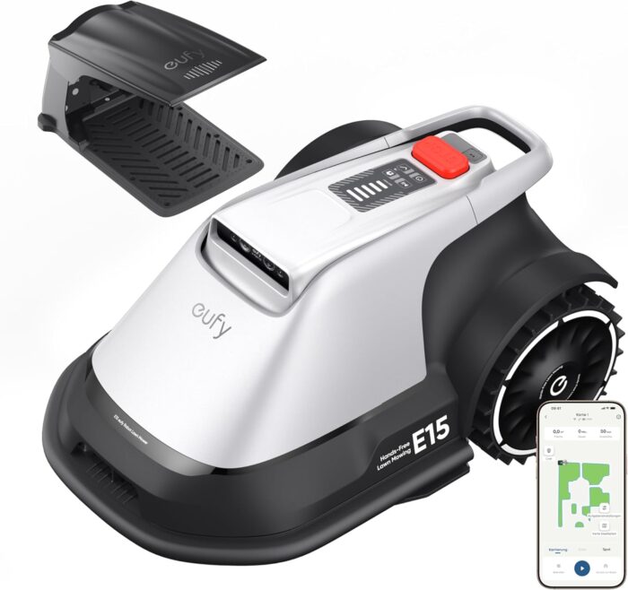 eufy E15 Mähroboter ohne Begrenzungskabel, Garten bis 800m², Keine Signalausfälle, Kein RTK, TrueVision Technologie, Smart-Navigation, Präzisionsrandschnitt, Hindernisvermeidung, App-Steuerung