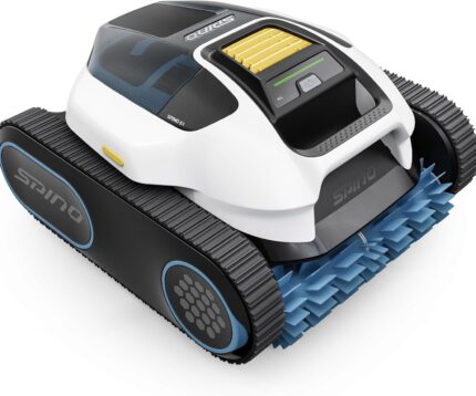 Spino E1 Poolroboter Akku Boden und Wand, 210 Min Kabellos Poolsauger, Max 21950 LPH, Poolreiniger mit 5 Reinigungsmodi, Auto Wasserlinien Parkfunktion & SmartArc Routenplan,bis 150㎡ (E1)