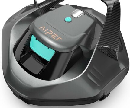 AIPER Poolroboter, Kabellos Poolsauger Akku, Bodensauger mit 90 Min Laufzeit, Automatisches Parken, Dual-Antriebsmotoren & LED-Anzeigen, Ideal für Flachem Boden Pool bis zu 80 m²