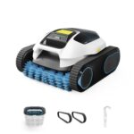 Spino E1 Poolroboter Akku Boden und Wand, 210 Min Kabellos Poolsauger, Max 21950 LPH, Poolreiniger mit 5 Reinigungsmodi, Auto Wasserlinien Parkfunktion & SmartArc Routenplan,bis 150㎡ (E1)
