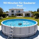 Poolroboter Akku, 6600 LPH Effiziente Reinigung mit 90 Min Laufzeit, 3,4 KG Leicht Bodensauger, Einfach zu Bedienen & Warten, Poolsauger für Pools mit Flachem Boden bis zu 80㎡, Grün