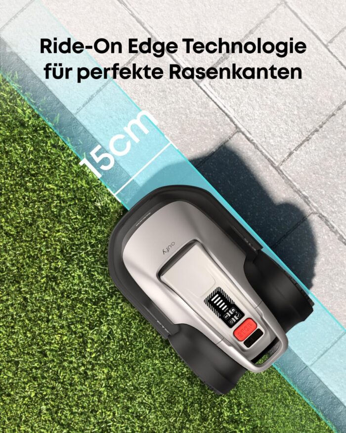 eufy E15 Mähroboter ohne Begrenzungskabel, Garten bis 800m², Keine Signalausfälle, Kein RTK, TrueVision Technologie, Smart-Navigation, Präzisionsrandschnitt, Hindernisvermeidung, App-Steuerung