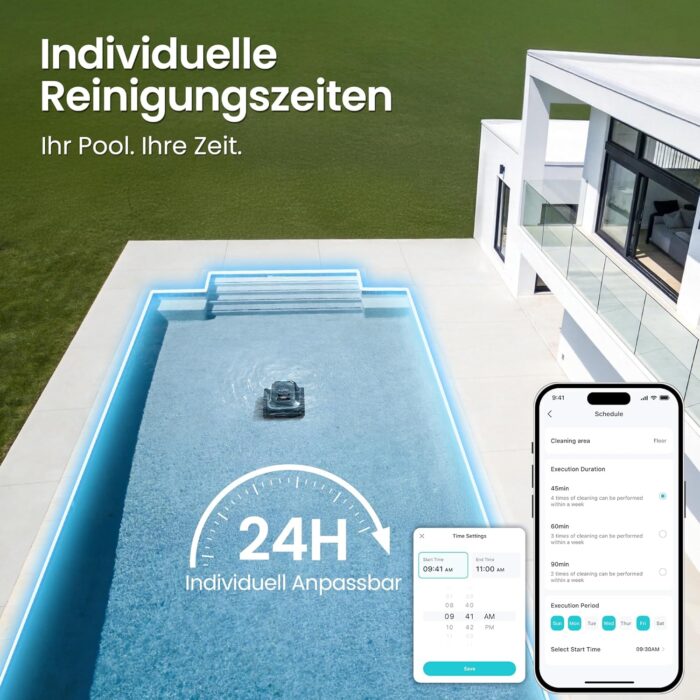 (2026 Upgrade) AIPER Scuba S1 Poolroboter Boden und Wand, Wasserlinienreinigung, 3μm Ultrafeiner Filter, 180 Min. Akkulaufzeit, 15900LPH Leistungsstarker Poolsauger mit APP für Eingelassene Pools Blau