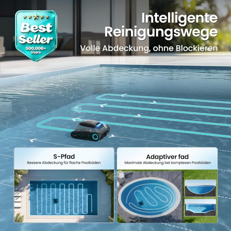 (2026 Upgrade) AIPER Scuba S1 Poolroboter Boden und Wand, Wasserlinienreinigung, 3μm Ultrafeiner Filter, 180 Min. Akkulaufzeit, 15900LPH Leistungsstarker Poolsauger mit APP, Für Eingelassene Pools
