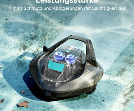 AIPER Poolroboter, Kabellos Poolsauger Akku, Bodensauger mit 90 Min Laufzeit, Automatisches Parken, Dual-Antriebsmotoren & LED-Anzeigen, Ideal für Flachem Boden Pool bis zu 80 m²
