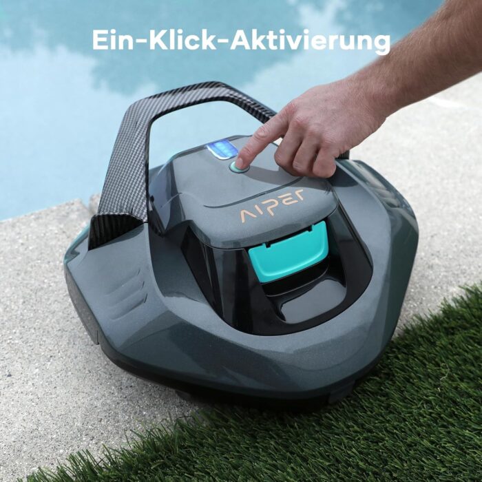 AIPER Poolroboter, Kabellos Poolsauger Akku, Bodensauger mit 90 Min Laufzeit, Automatisches Parken, Dual-Antriebsmotoren & LED-Anzeigen, Ideal für Flachem Boden Pool bis zu 80 m²