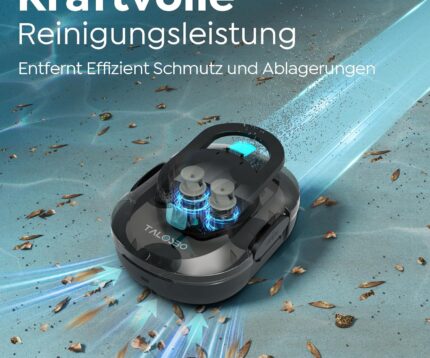 (2026 Upgrade) TALOSBO S1PRO Poolroboter, 120 Min Automatische Reinigung, Dual Motoren Poolreiniger Selbsteinparkfunktion mit 2,5H Ladezeit Poolsauger Akku für Flache Böden Pools bis 100 m²