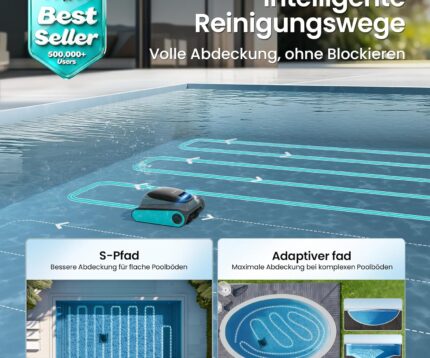 (2026 Upgrade) AIPER Scuba S1 Poolroboter Boden und Wand, Wasserlinienreinigung, 3μm Ultrafeiner Filter, 180 Min. Akkulaufzeit, 15900LPH Leistungsstarker Poolsauger mit APP für Eingelassene Pools Blau